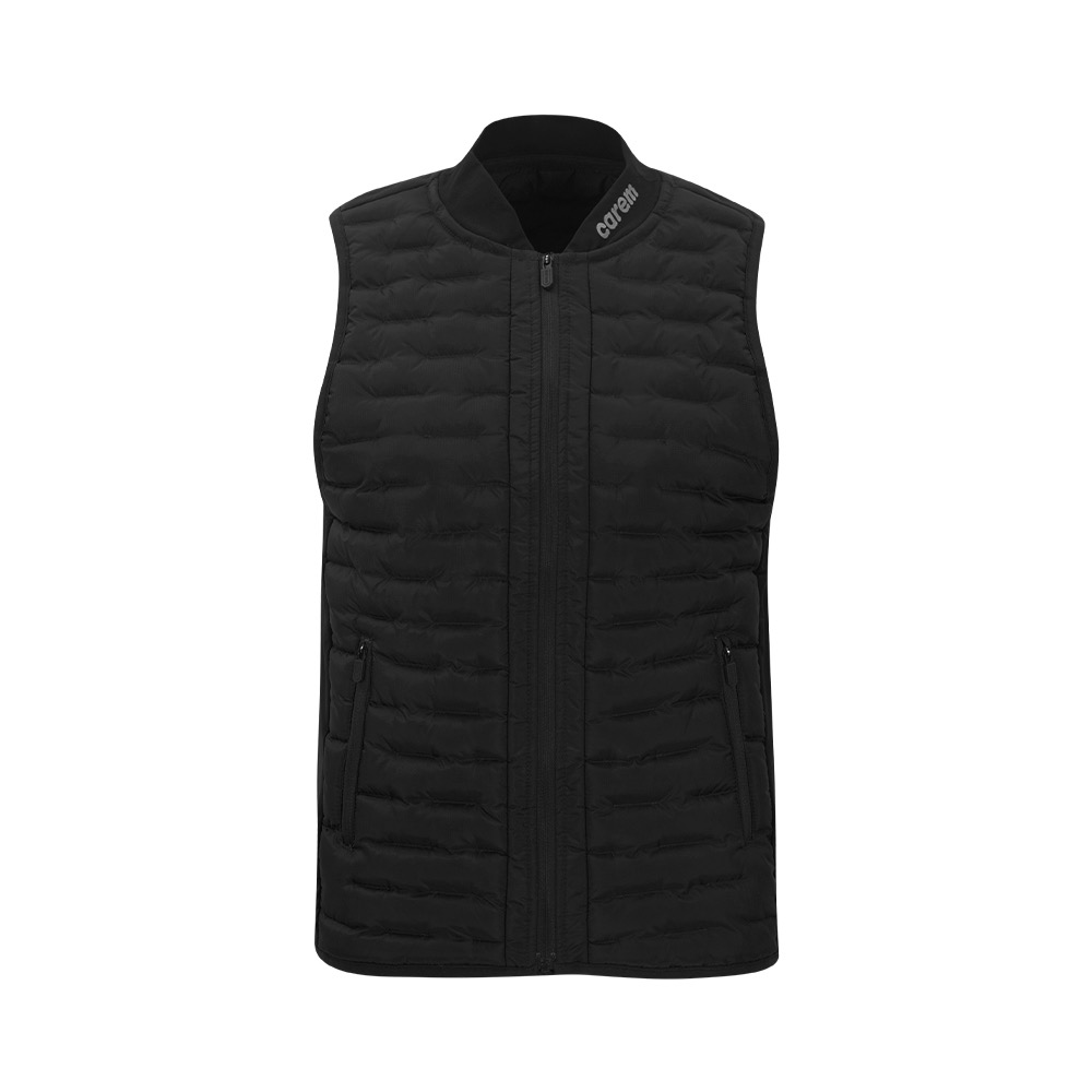 (W) TWO JIPPER RECYCLED PADDED VEST - BLACK
