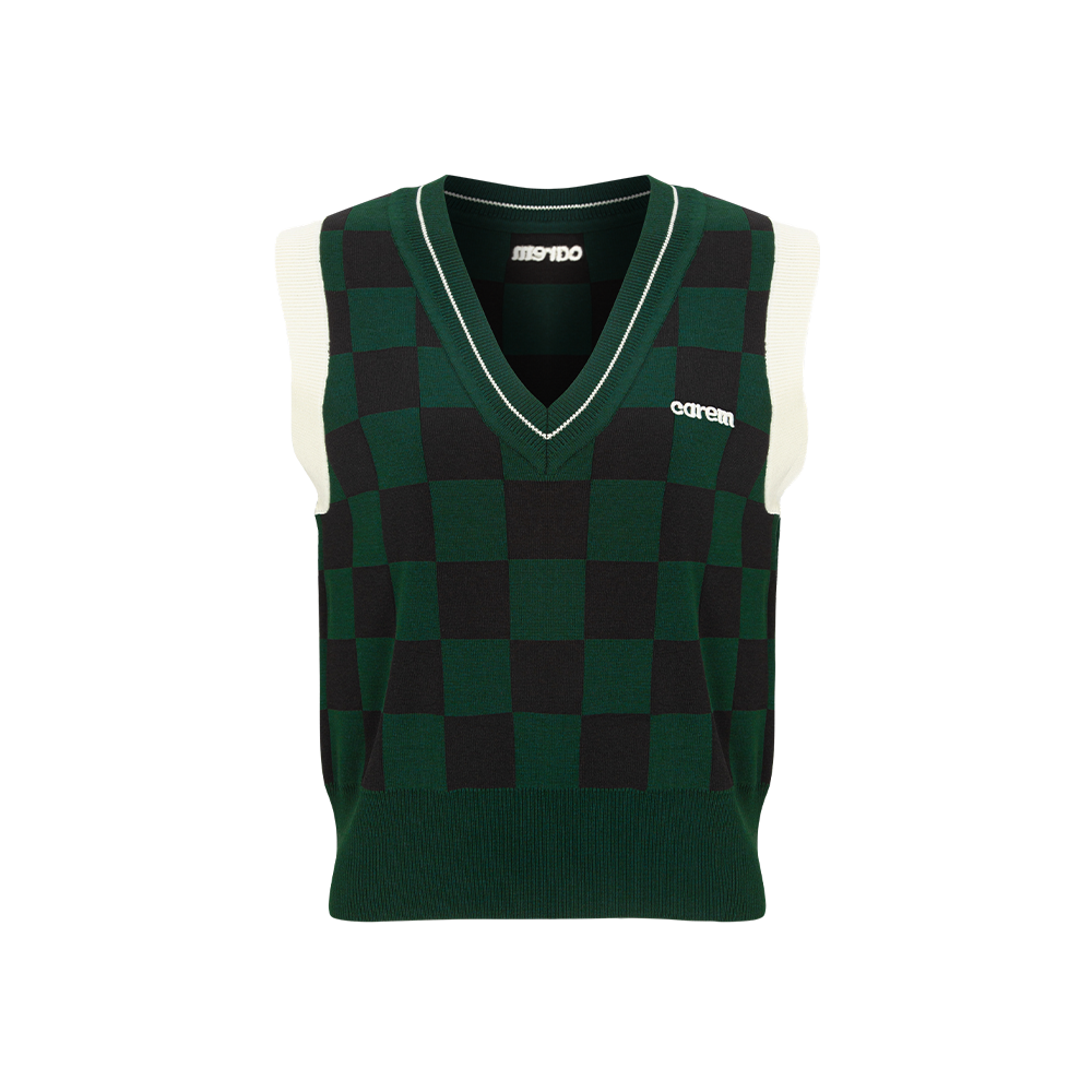 (W) CLUBHOUSE BLOCK VEST KNIT - GREEN